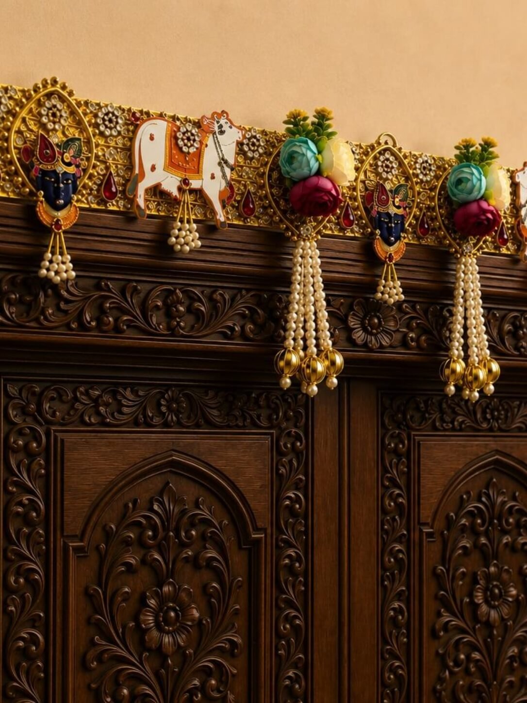 Premium Handmade Pichwai Cow & Shrinathji Bandhanwar Door Toran | Decorative Wall Hanging for Home Entrance, Temple & Festive Décor – BW10