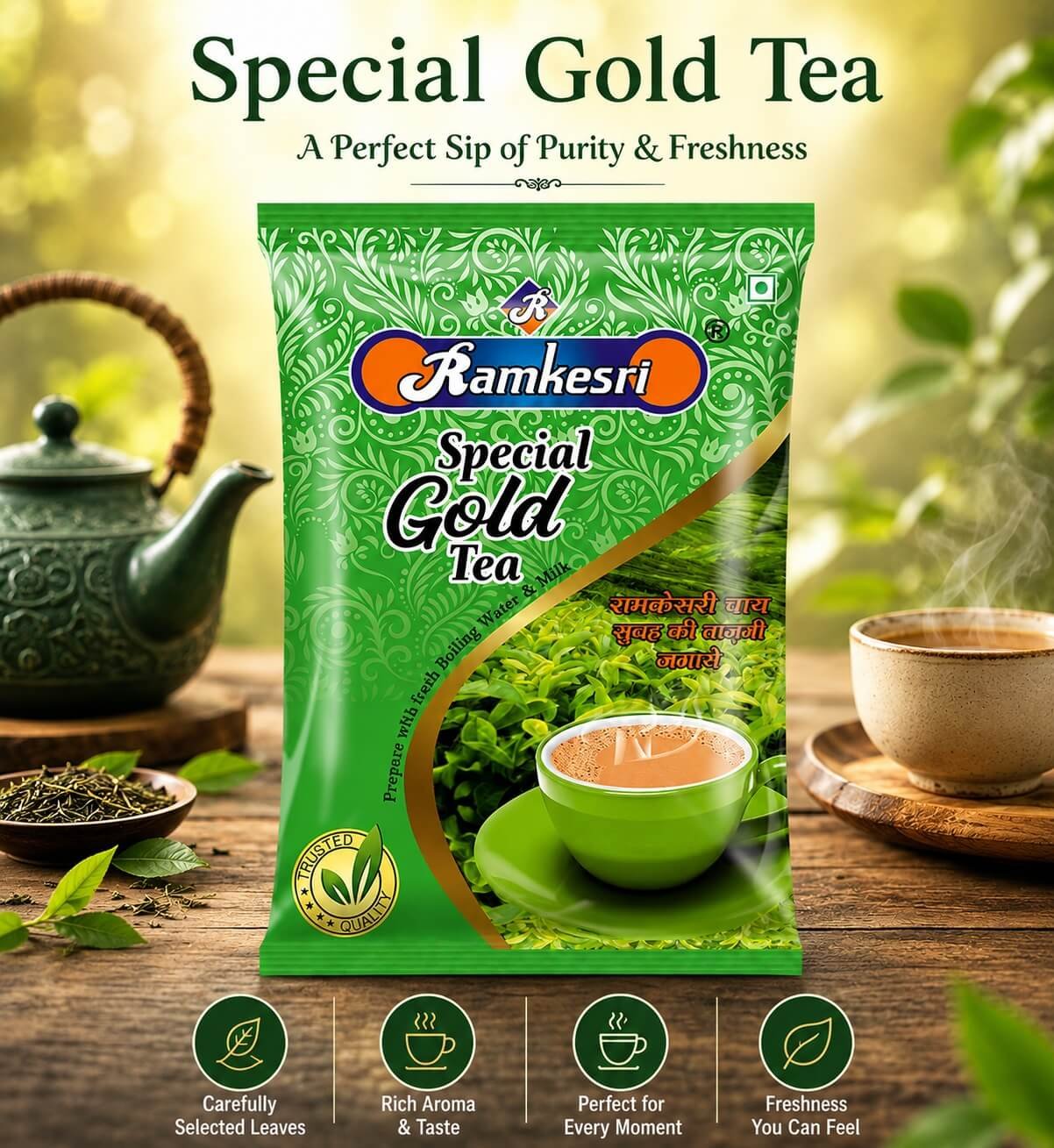 Ramkesri Special Gold Tea | रामकेसरी स्पेशल गोल्ड चाय | Premium Flavoured Tea Blend | Rich Aroma & Fresh Taste | Authentic Indian Tea - Image 4