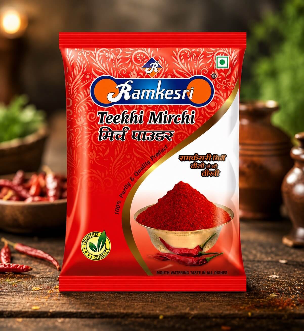 Ramkesri Teekhi Mirchi Powder | रामकेसरी तीखी मिर्च पाउडर | Premium Red Chilli Powder | Pure Indian Spice for Cooking - Image 3